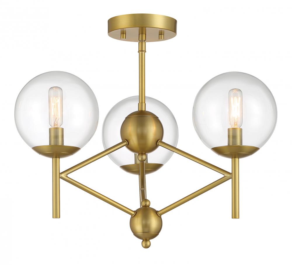 Auresa - 3 Light Semi Flush Fixture in Metal