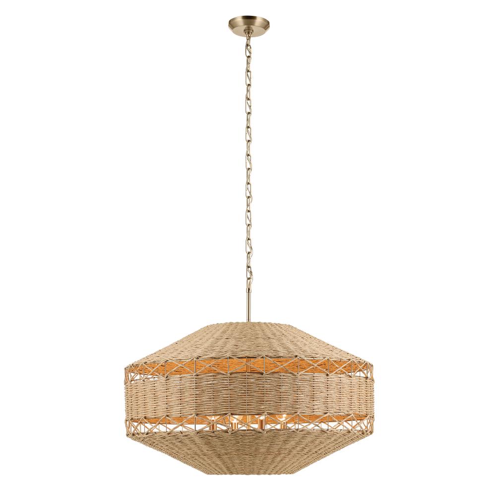 Lulo 30.25 Inch 1 Light Pendant with Handwoven Natural Cord in Champagne Bronze