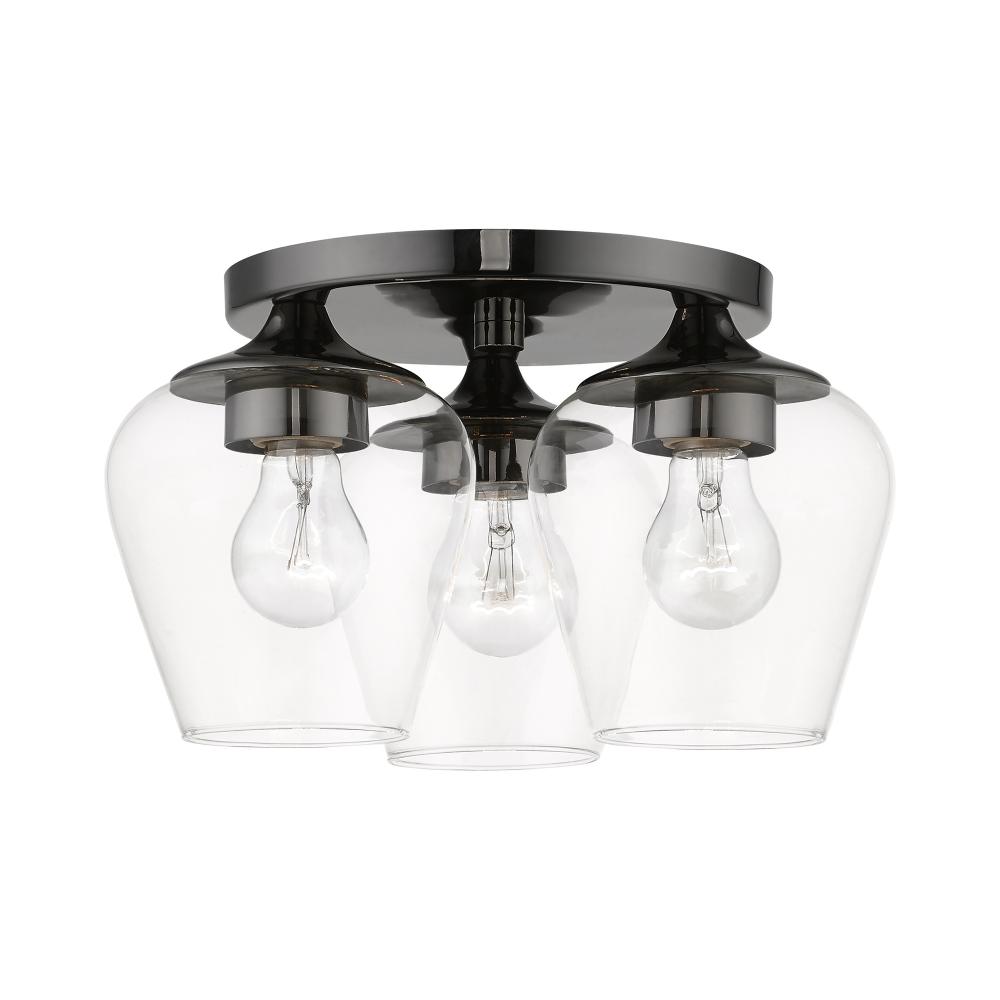 3 Light Black Chrome Flush Mount