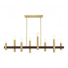 Livex Lighting 46868-12 - 8 Lt Satin Brass & Bronze Linear Chandelier