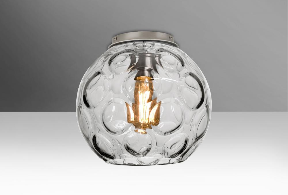 Besa, Bombay Ceiling, Clear, Satin Nickel Finish, 1x8W LED Filament
