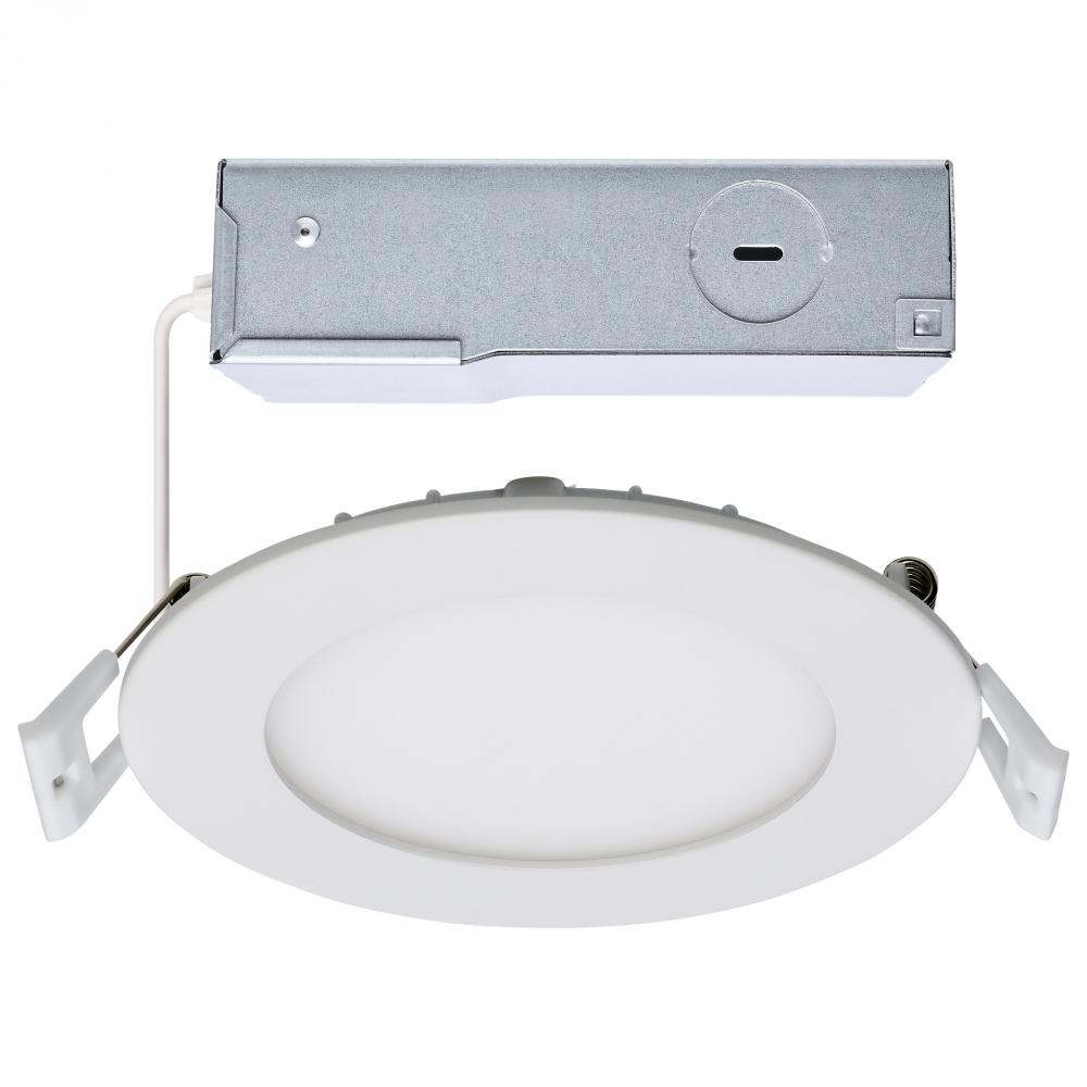 10 Watt LED Direct Wire Downlight; Edge-lit; 4-Inch; CCT Selectable; Round; Remote Driver
