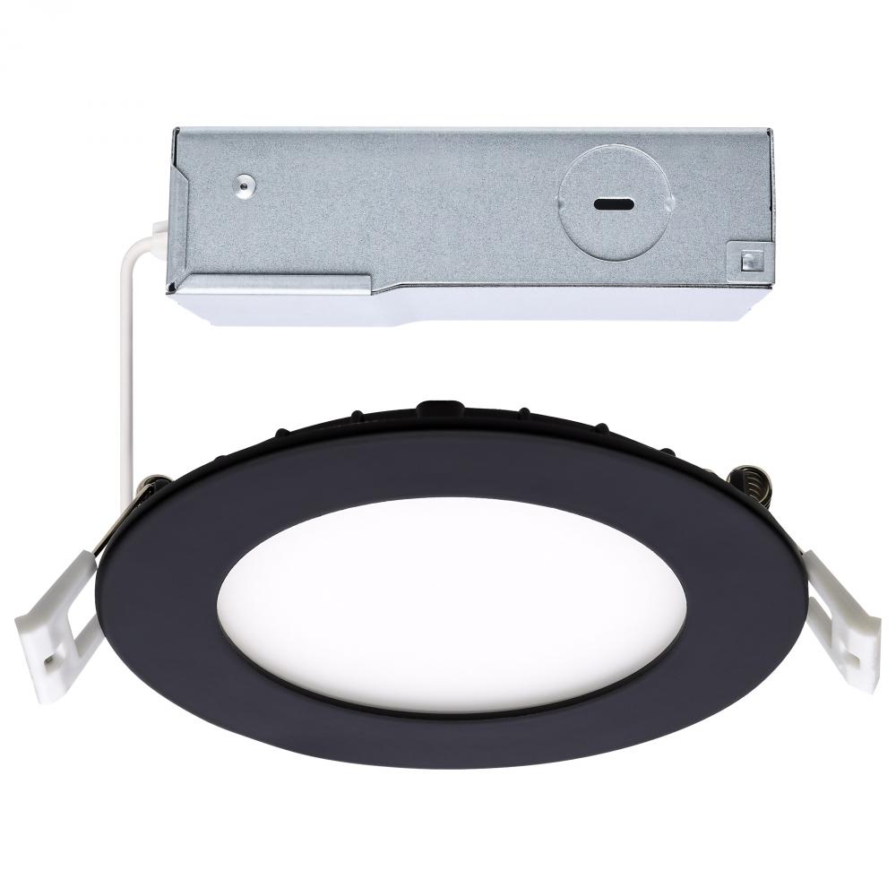 10 Watt LED Direct Wire Downlight; 4-Inch; CCT Selectable; Round; Remote Driver; Black Finish