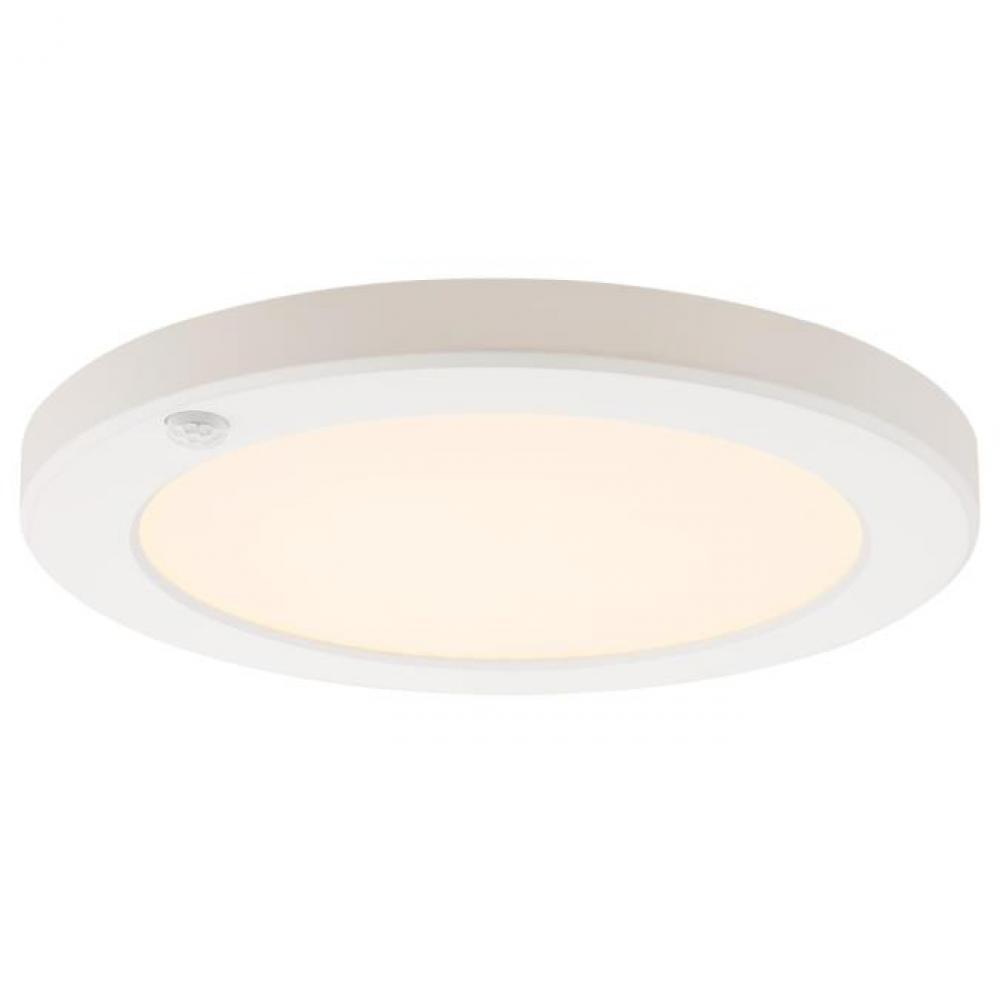 9 in. 18W LED Flush with Motion Sensor and Color Temperature Selection White Finish