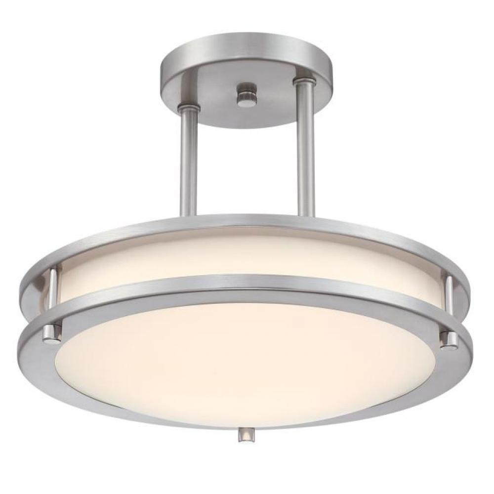 12 in. 15W LED Semi-Flush with Color Temperature Selection Brushed Nickel Finish