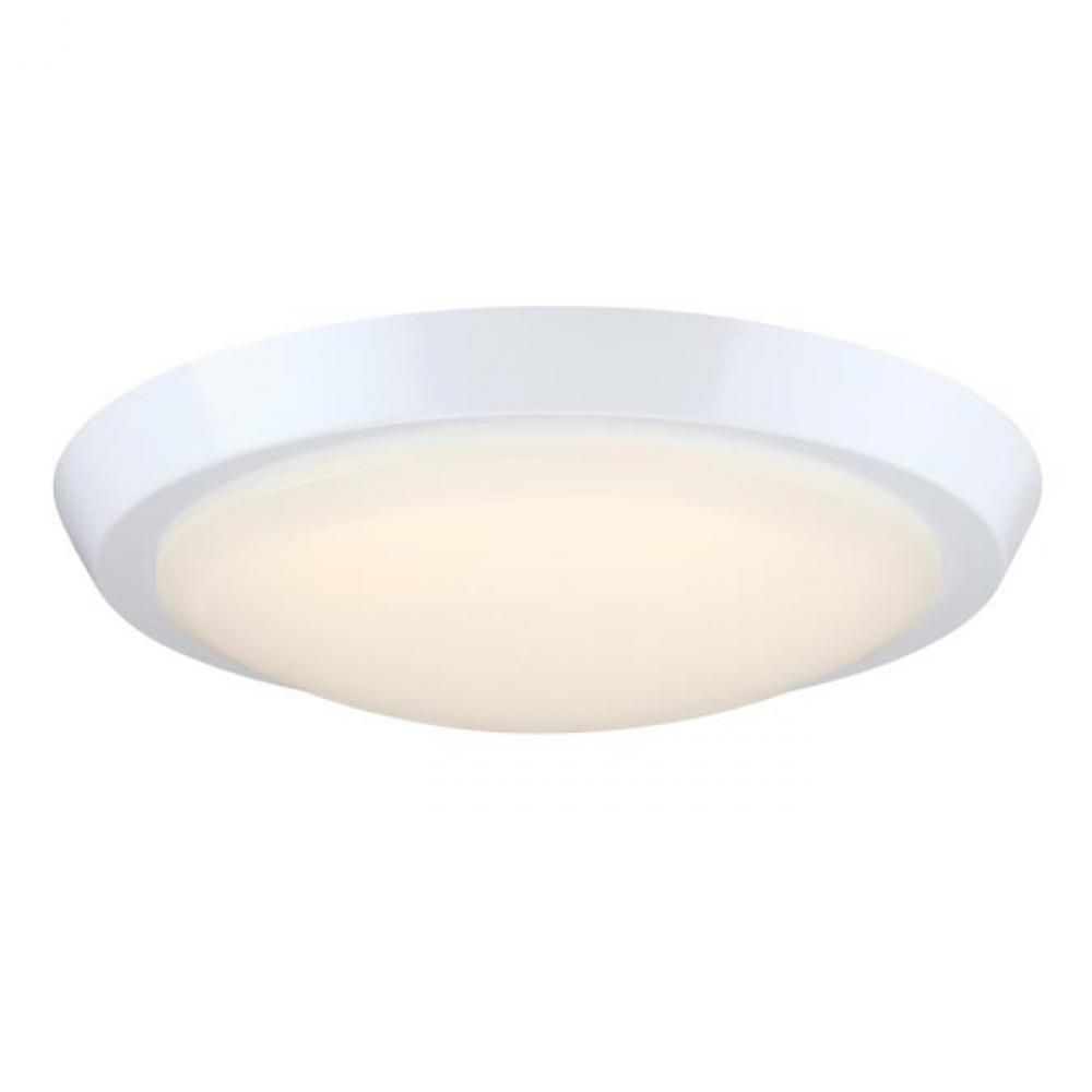 11 in. 23W LED Flush with Color Temperature Selection White Finish Frosted Acrylic Shade