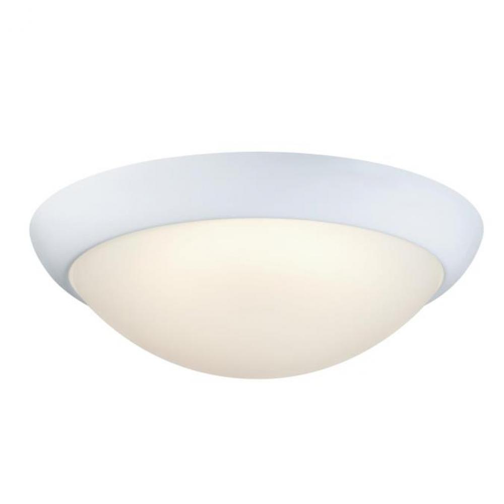 11 in. 14W LED Flush with Color Temperature Selection White Finish Frosted Glass Shade