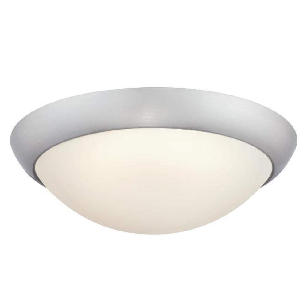 11 in. 14W LED Flush with Color Temperature Selection Brushed Nickel Finish Frosted Glass Shade