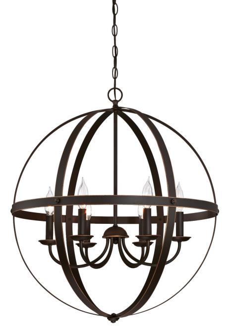 6 Light Chandelier Oil Rubbed Bronze Finish with Highlights