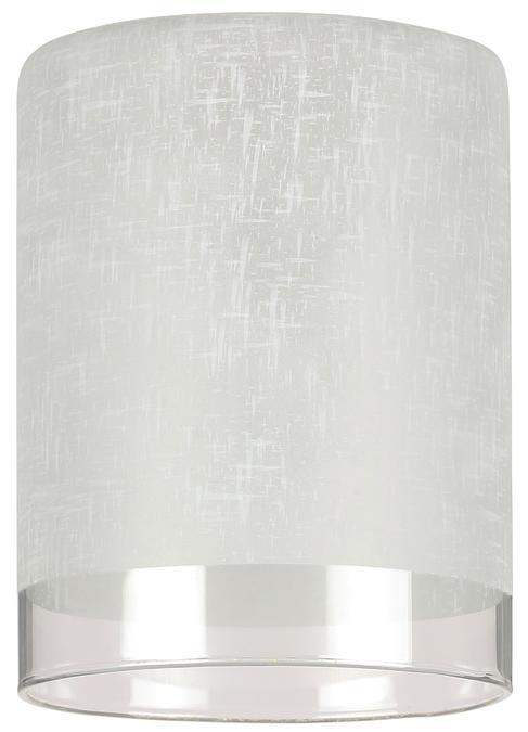 White Linen Cylinder Shade with Translucent Band