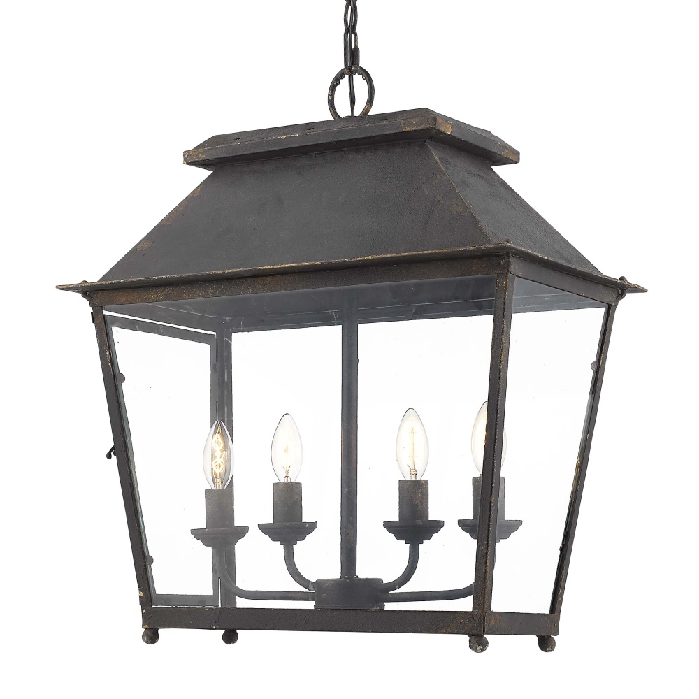 Golden Lighting Abingdon 4-light Pendant in Antique Black Iron