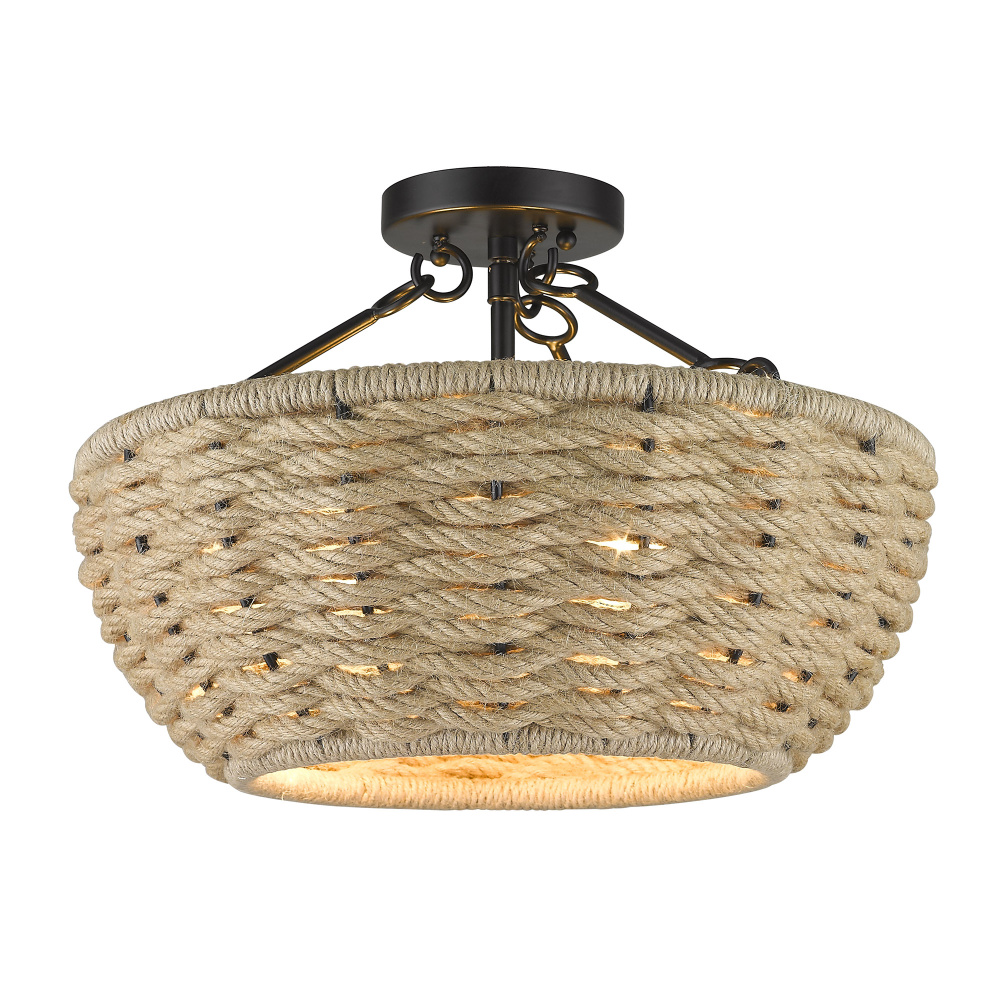 Golden Lighting Hathaway 3-light Semi-Flush Mount in Matte Black