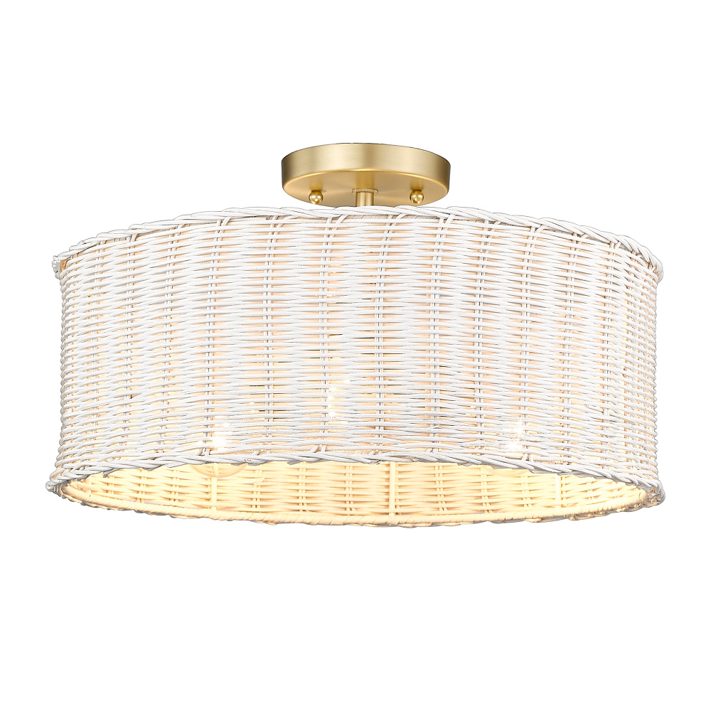 Golden Lighting Erma 3-light Semi-Flush Mount in Brushed Champagne Brass