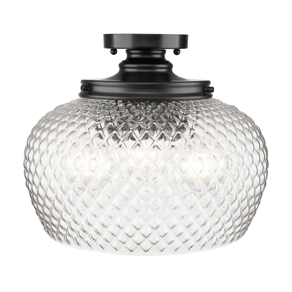 Golden Lighting Adeline 3-light Semi-Flush Mount in Matte Black