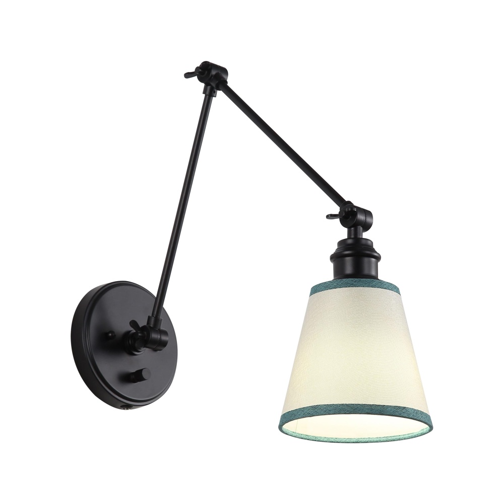 Yep by Golden Lighting Equinox 1-light Swing Arm Wall Lamp with Green Trim shade