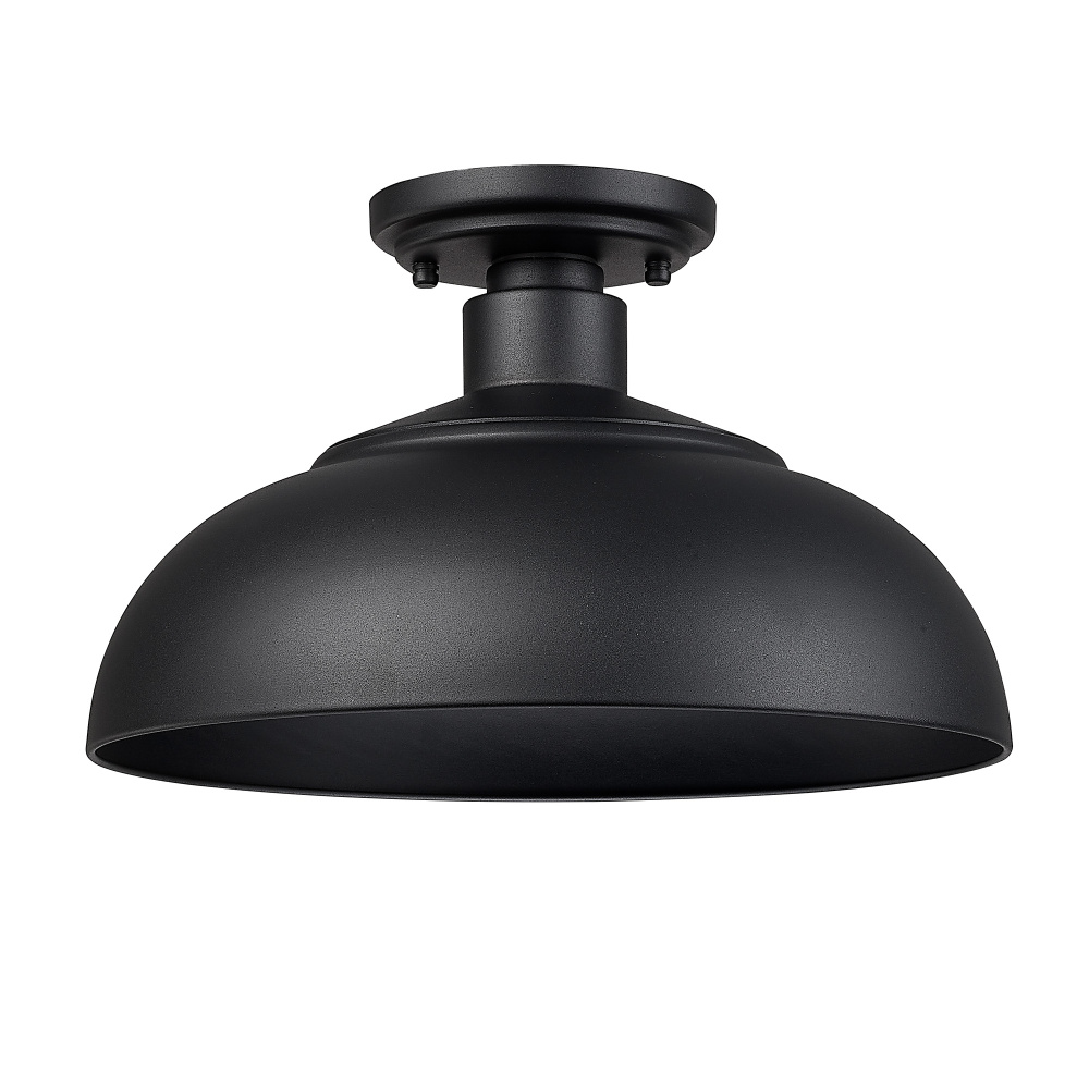 Yep by Golden Lighting Levitt 1-light Outdoor Ceiling in Natural Black and Natural Black shade
