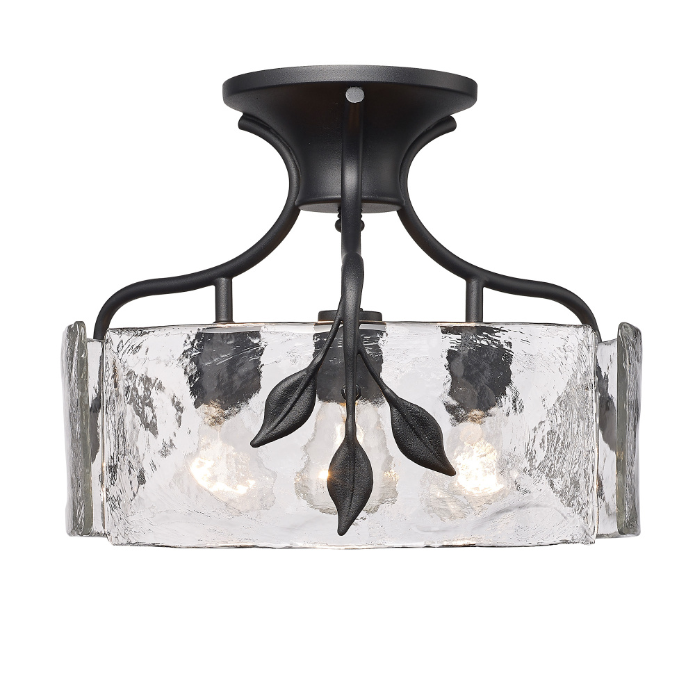 Golden Lighting Calla 3-light Semi-Flush Mount in Natural Black