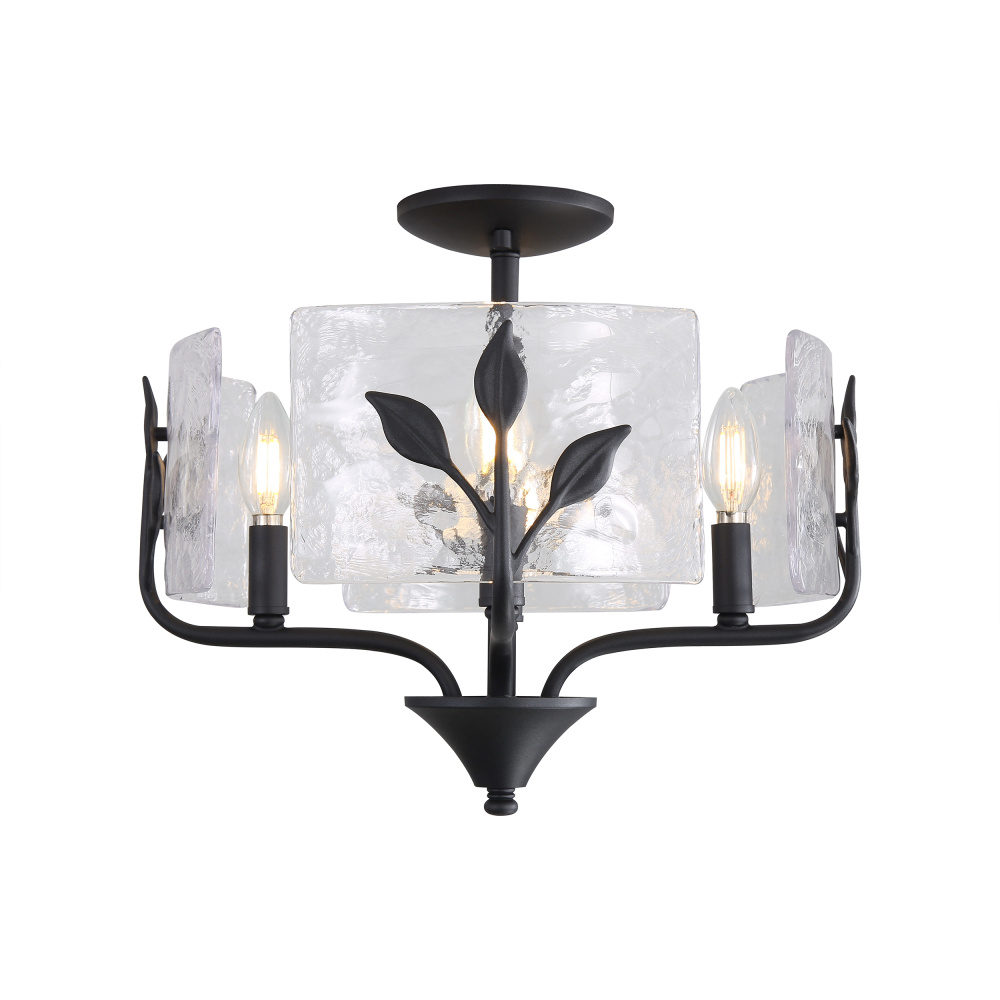 Wry Lighting Bloem 4-light Semi-Flush Mount in Natural Black
