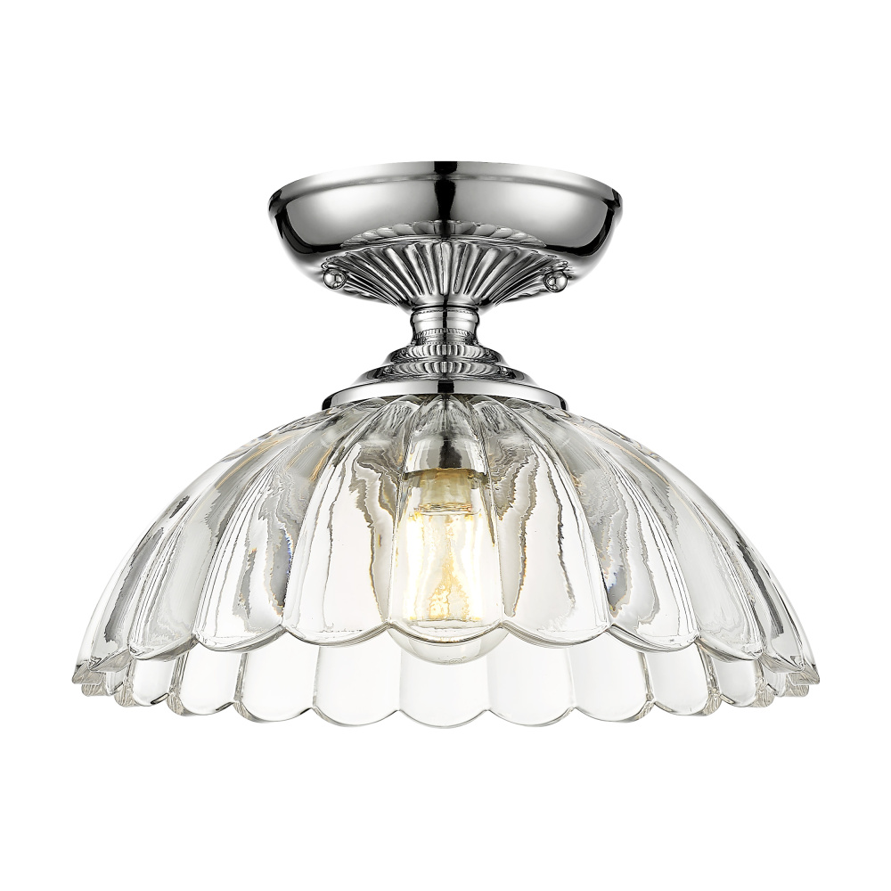 Golden Lighting Audra 1-light 12in Semi-Flush Mount in Chrome