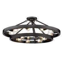 Golden 1019-96SF BLK - Golden Lighting Castile 15-light Semi-Flush Mount in Matte Black
