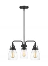 Seagull - Generation 3114503-112 - Belton transitional 3-light indoor dimmable ceiling chandelier pendant light in midnight black finis