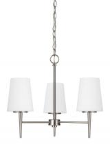 Seagull - Generation 3140403-962 - Driscoll contemporary 3-light indoor dimmable ceiling chandelier pendant light in brushed nickel sil
