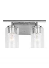 Seagull - Generation 41171-962 - Oslo dimmable 2-light wall bath sconce in a brushed nickel finish with clear seeded glass shade