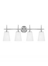 Seagull - Generation 4440404-05 - Driscoll contemporary 4-light indoor dimmable bath vanity wall sconce in chrome silver finish with c