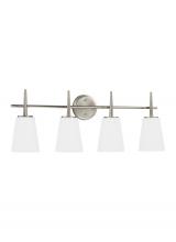 Seagull - Generation 4440404-962 - Driscoll contemporary 4-light indoor dimmable bath vanity wall sconce in brushed nickel silver finis