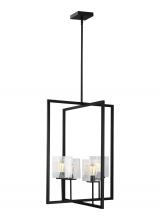 Seagull - Generation 5341504-112 - Mitte transitional 4-light indoor dimmable large ceiling pendant hanging chandelier light in midnigh