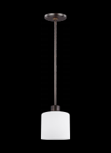 Seagull - Generation 6128801-710 - Canfield modern 1-light indoor dimmable ceiling hanging single pendant light in bronze finish with e