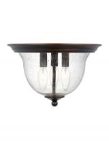 Seagull - Generation 7514503-710 - Belton transitional 3-light indoor dimmable ceiling flush mount in bronze finish with clear seeded g