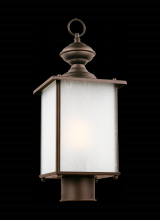 Seagull - Generation 82570-71 - Jamestowne transitional 1-light outdoor exterior post lantern in antique bronze finish with frosted
