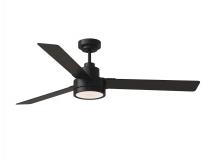 Seagull - Generation 3JVR58MBKD - Jovie 58" Dimmable Indoor/Outdoor Integrated LED Midnight Black Ceiling Fan with Light Kit, Hand