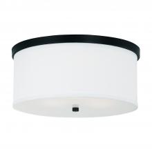 Capital Fixture Comp 2015MB-480 - 3-Light Flush Mount in Matte Black with White Fabric Drum Shade with Diffuser