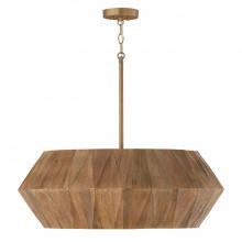 Capital Fixture Comp 351061LW - 6-Light Pendant in Hand-distressed Patinaed Brass and Handcrafted Mango Wood