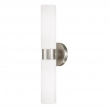 Capital Fixture Comp 652621BN - 2-Light Dual Linear Sconce Bath Bar in Brushed Nickel with Soft White Glass