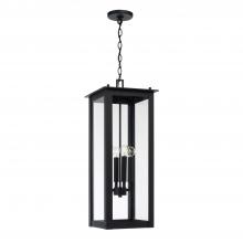 Capital Fixture Comp 934644BK - 4-Light Outdoor Rectangular Hanging Lantern in Black with Clear Glass