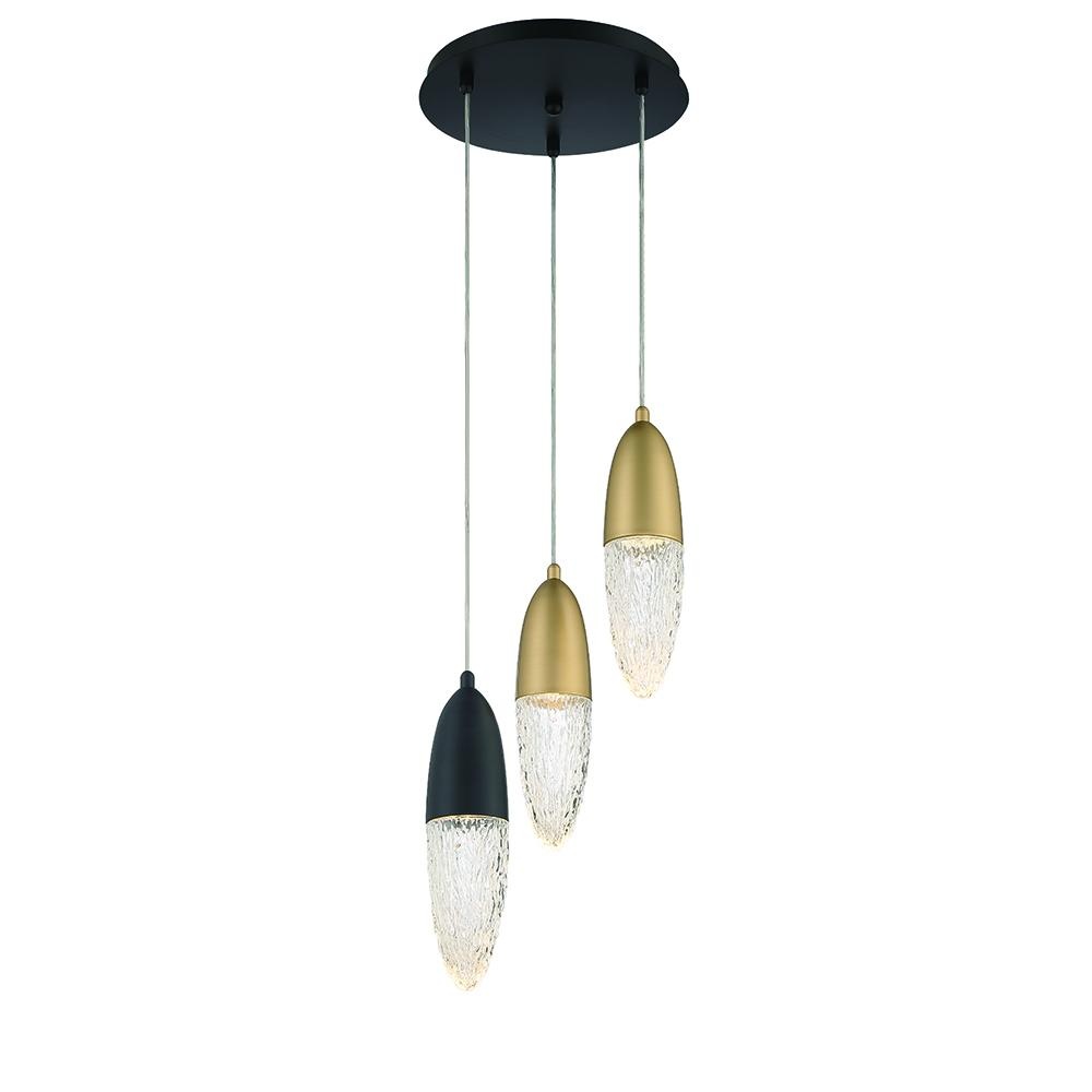 ECROU,3LT CHANDELIER,BLK/GLD