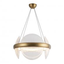 KUZCO Lighting CH13922-VBCR-UNV - Taurus 22-in Vintage Brass/Clear Ribbed Glass LED Chandelier