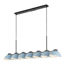 KUZCO Lighting LP57642-BK/CER - Atlas 42-in Black/Cerulean Socket Linear Pendant