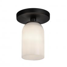 KUZCO Lighting SF57704-BK/GO - Nola 4-in Black/Glossy Opal Glass 1 Light Semi-Flush