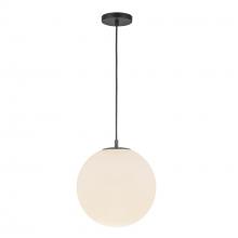 KUZCO Lighting PD34612-BK/OP - Marco 12-in,196-in Black/Opal Glass Socket Pendant