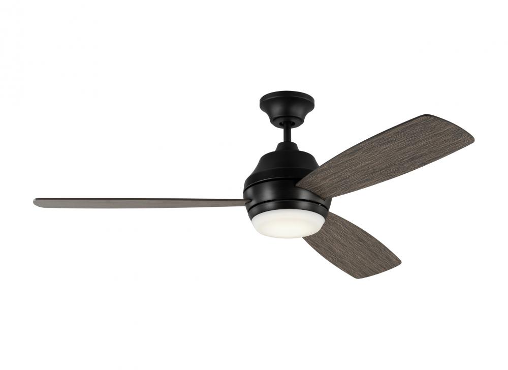 Ikon 52 LED Ceiling Fan in Burnished Brass with Matte White Blades and Light Kit