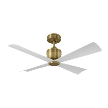 Monte Carlo Fans 4LNCR44HAB - Launceton 44 Ceiling Fan in Hand-Rubbed Antique Brass with Matte White Blades