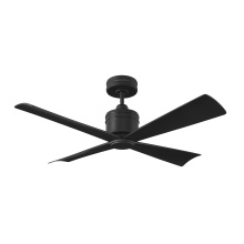 Monte Carlo Fans 4LNCR44MBK - Launceton 44 Ceiling Fan in Midnight Black with Midnight Black Blades