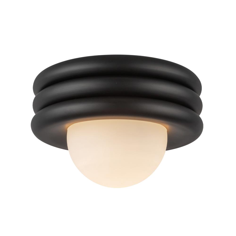 Harvey 12-in Matte Black Socket Semi-Flush Mount