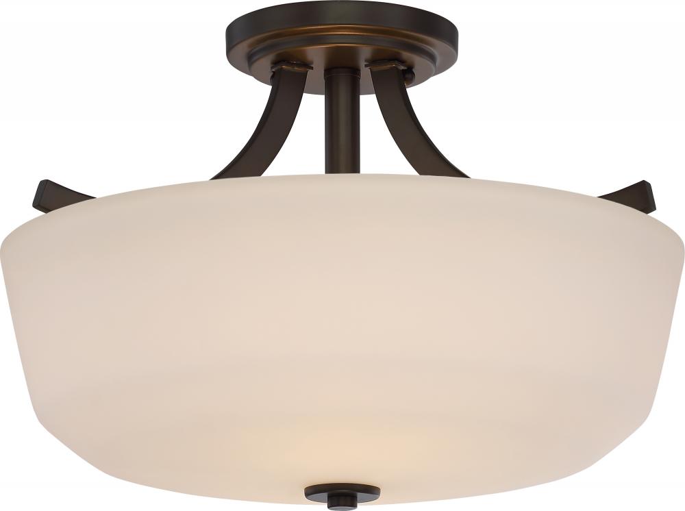 Laguna - 2 Light Semi Flush with White Glass - Forest Bronze Finish