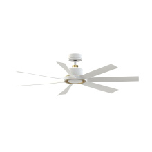 Fanimation FPD7060MWBS - Lenzi 60 inch Indoor/Outdoor Ceiling Fan with LED Light Kit - Matte White with Brushed Satin Brass